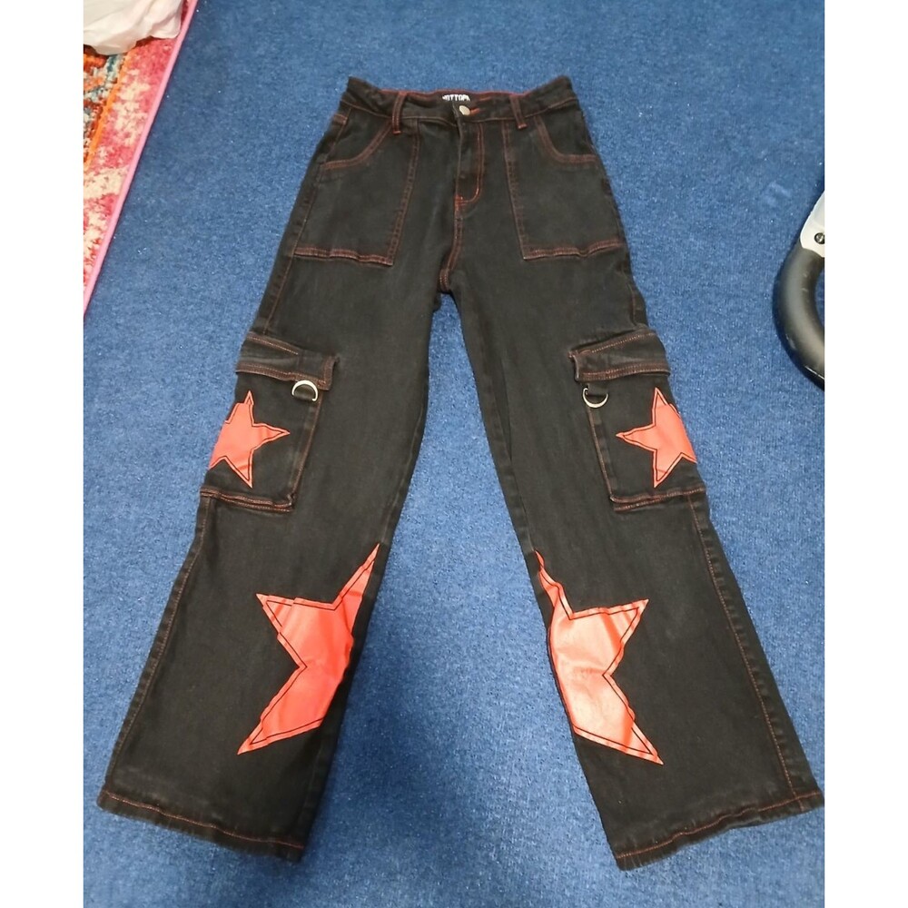 Hot Topic Red Star Grommet Cargo Pants Small